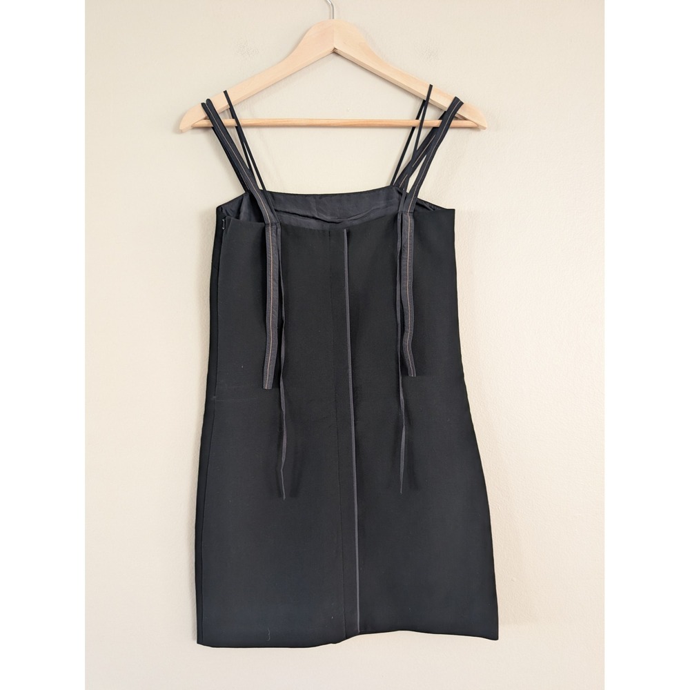 Helmut Lang Back Lip Mini Dress Silk Lined Black 90s Club Shift Minimalist XS - Picture 2 of 13